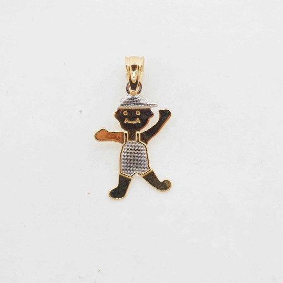 Estate Sale 14k Yellow Gold Boy Pendant - Vintage Charm Jewelry - 1.20g - New